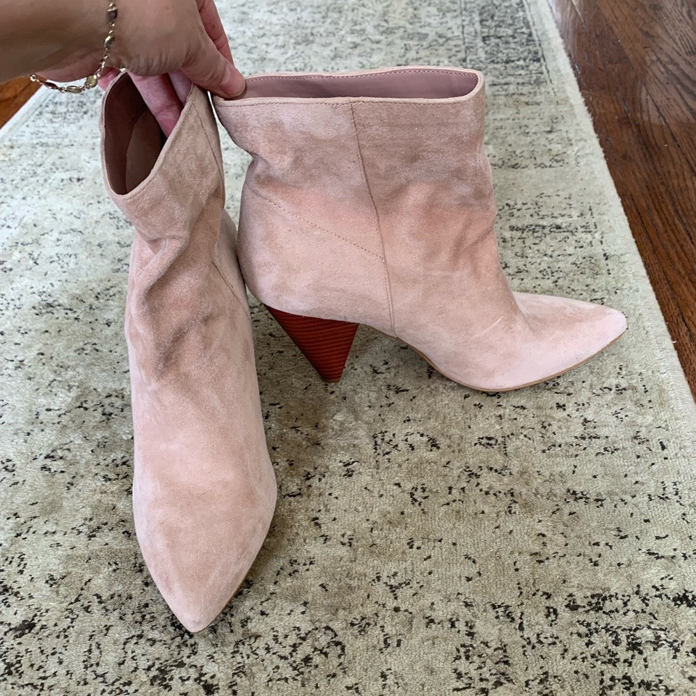 Pink suede booties